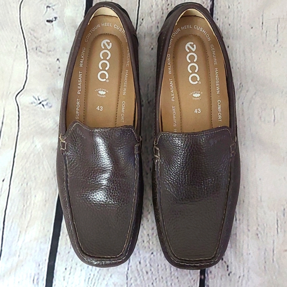 Ecco brown pebbled leather loafers, 43, U.S. 9-9.5
